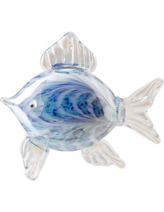 Grand Presse-papier bord de mer Poisson 21 cm Verre Bleu Unda 