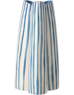 Vase style riviera Tripode H 37 cm Céramique Bleu Blanc crème Motif rayures Portofino 