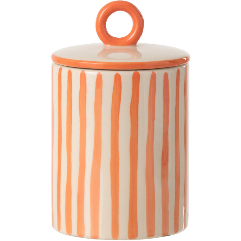 Boite déco avec couvercle style riviera Céramique Orange Blanc crème Motif rayures Portofino 