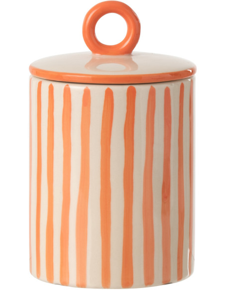 Boite déco avec couvercle style riviera Céramique Orange Blanc crème Motif rayures Portofino