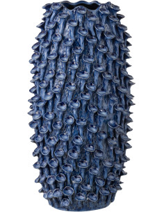 Vase Bord de mer Anémones Cylindrique H 48 cm Argile Bleu foncé Yari 