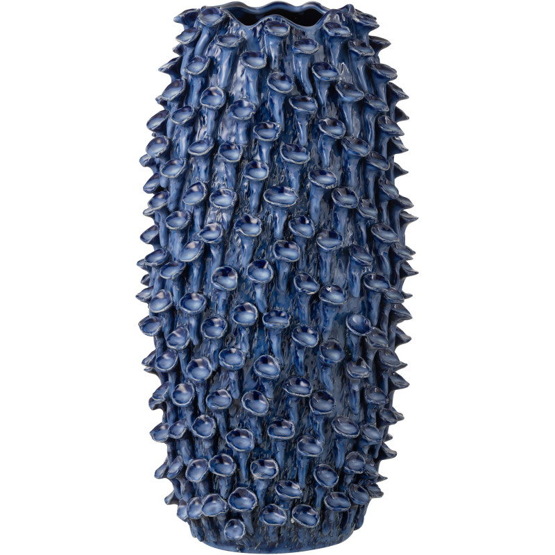 Vase Bord de mer Anémones Cylindrique H 48 cm Argile Bleu foncé Yari 