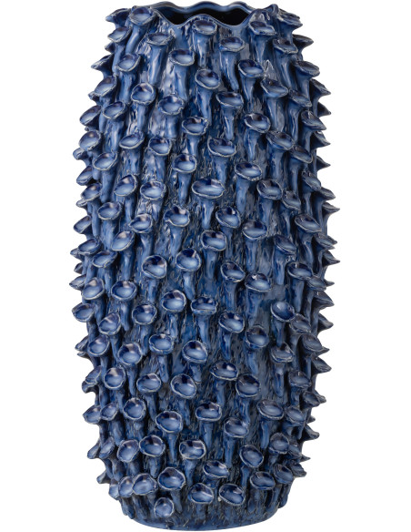 Vase Bord de mer Anémones Cylindrique H 48 cm Argile Bleu foncé Yari 