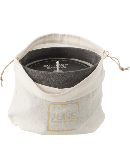 Grande Bougie d'extérieur ethnique chic 47 H Ciment Gris foncé Cire Nayara 