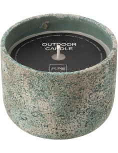 Grande Bougie d'extérieur ethnique chic 47 H Ciment Turquoise Cire Nayara 