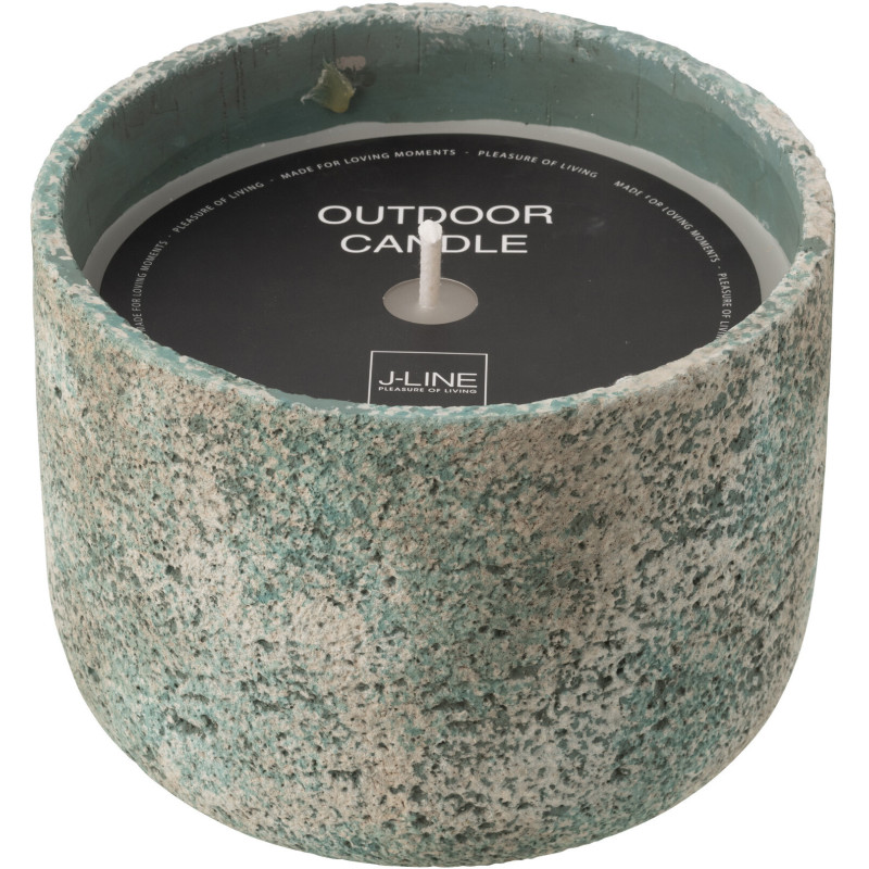 Grande Bougie d'extérieur ethnique chic 47 H Ciment Turquoise Cire Nayara 