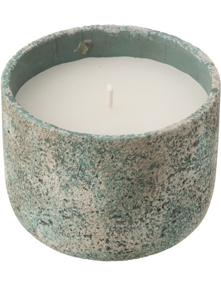 Grande Bougie d'extérieur ethnique chic 47 H Ciment Turquoise Cire Nayara 