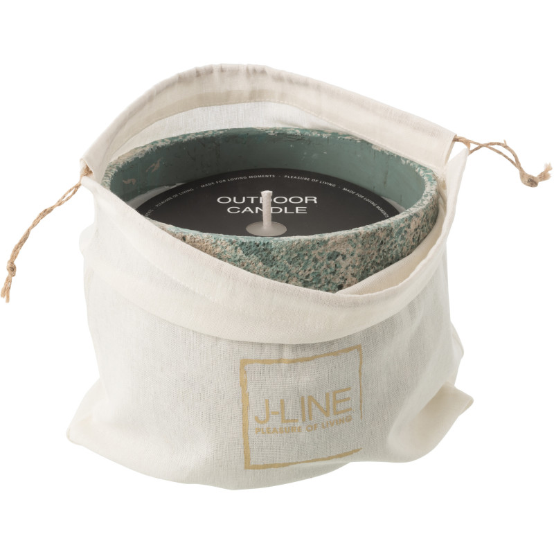 Grande Bougie d'extérieur ethnique chic 47 H Ciment Turquoise Cire Nayara 