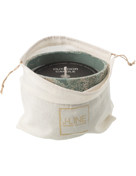 Grande Bougie d'extérieur ethnique chic 47 H Ciment Turquoise Cire Nayara 