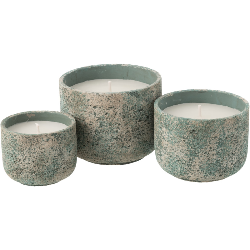 Grande Bougie d'extérieur ethnique chic 47 H Ciment Turquoise Cire Nayara 