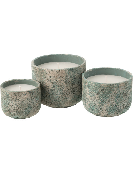 Grande Bougie d'extérieur ethnique chic 47 H Ciment Turquoise Cire Nayara 