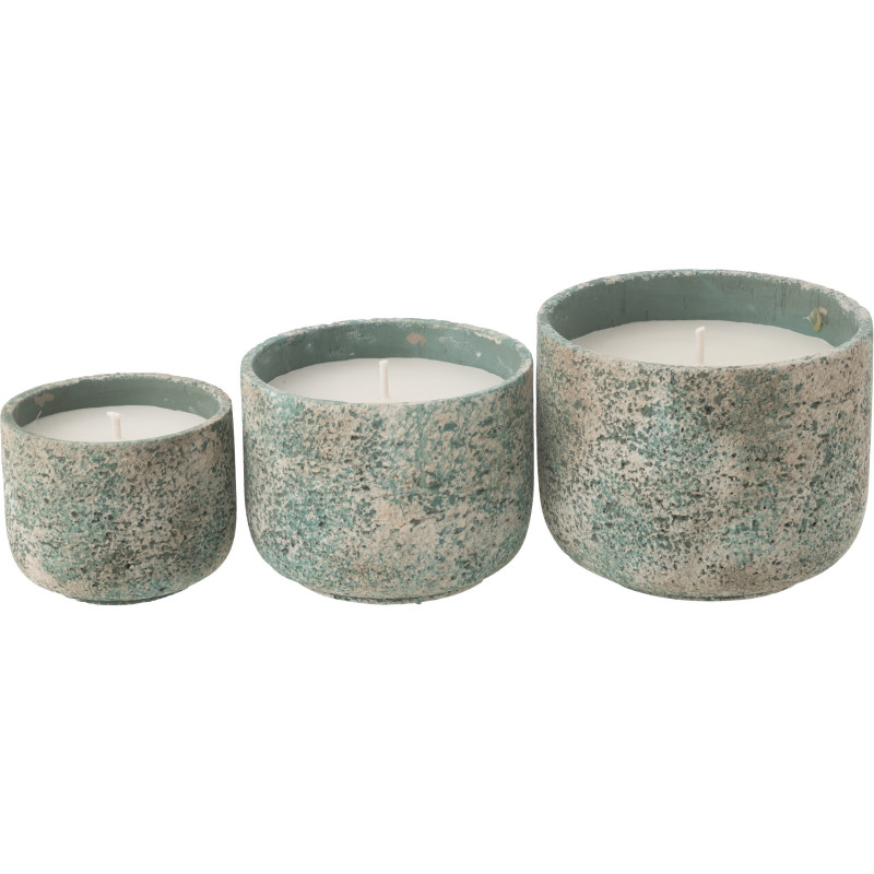 Grande Bougie d'extérieur ethnique chic 47 H Ciment Turquoise Cire Nayara 