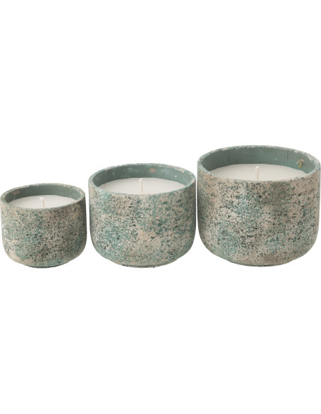 Grande Bougie d'extérieur ethnique chic 47 H Ciment Turquoise Cire Nayara 