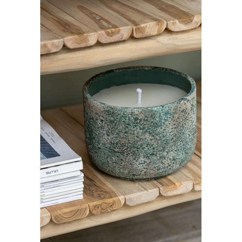Bougie d'extérieur ethnique chic 31 H Ciment Turquoise Cire Nayara 