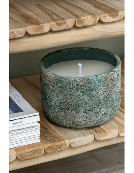 Bougie d'extérieur ethnique chic 31 H Ciment Turquoise Cire Nayara 