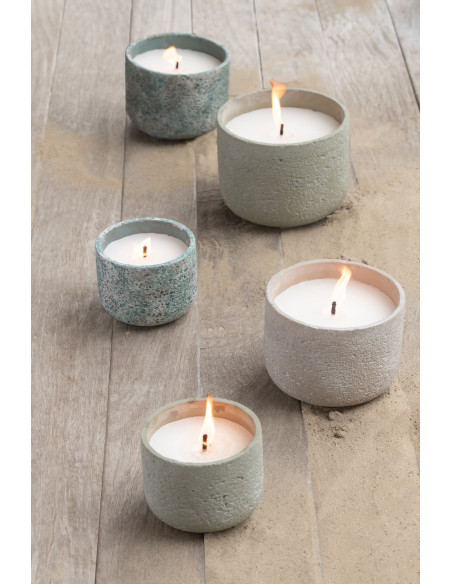 Bougie d'extérieur ethnique chic 31 H Ciment Turquoise Cire Nayara 