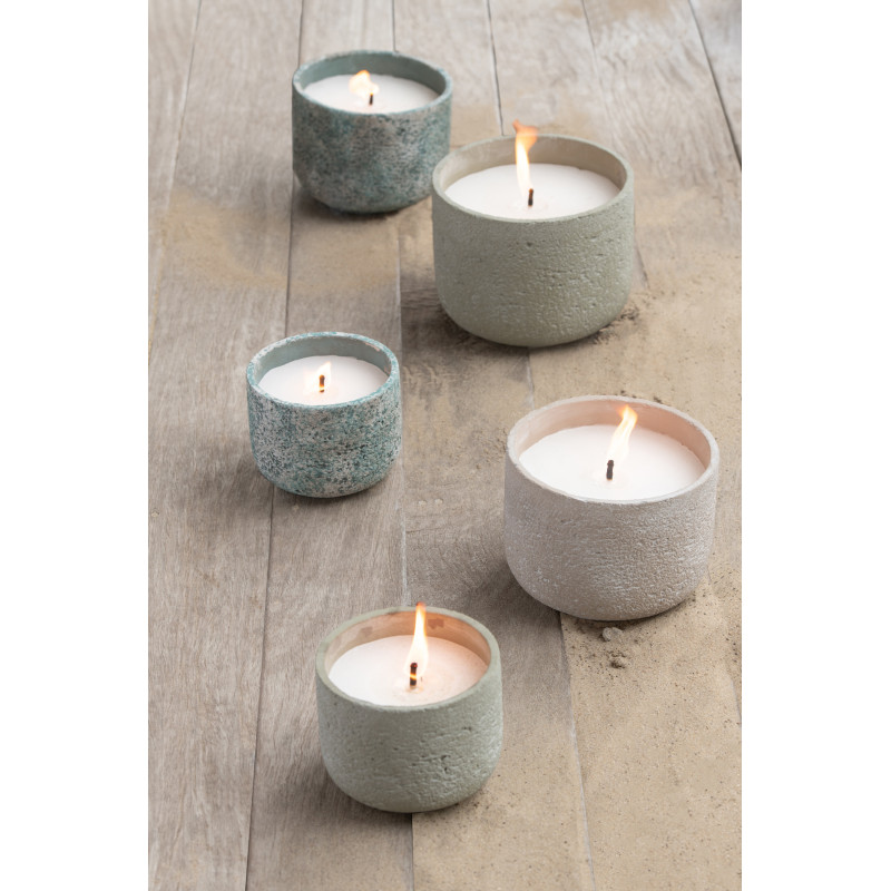 Bougie d'extérieur ethnique chic 16 H Ciment Turquoise Cire Nayara 