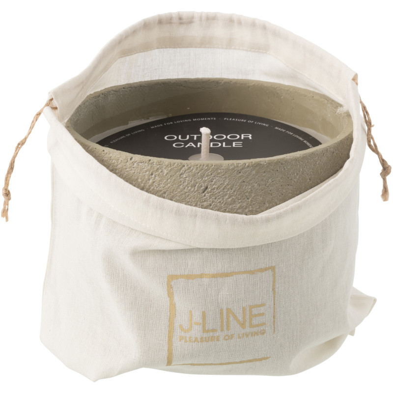 Grande Bougie d'extérieur ethnique chic 47 H Ciment Vert clair Cire Nayara 