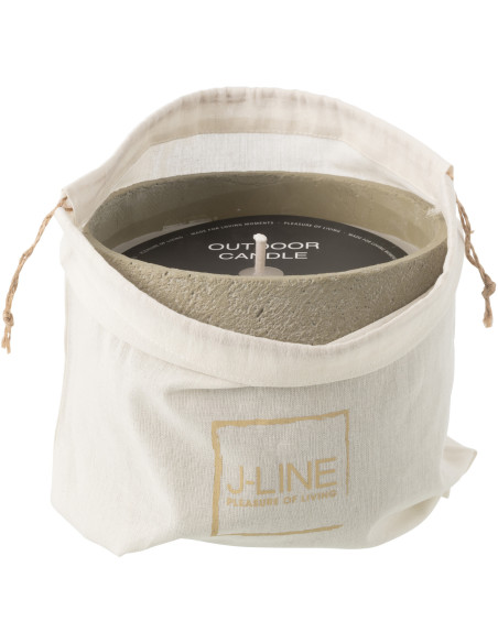 Grande Bougie d'extérieur ethnique chic 47 H Ciment Vert clair Cire Nayara 