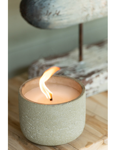 Bougie d'extérieur ethnique chic 16 H Ciment Vert clair Cire Nayara 