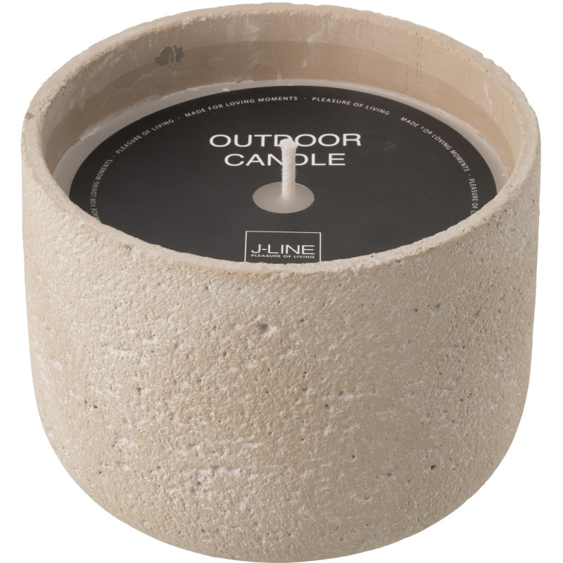 Grande Bougie d'extérieur ethnique chic 47 H Ciment Beige Cire Nayara 