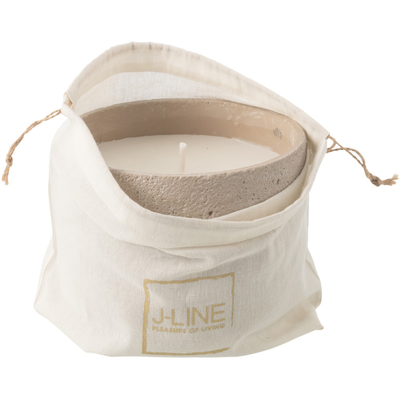 Grande Bougie d'extérieur ethnique chic 47 H Ciment Beige Cire Nayara 