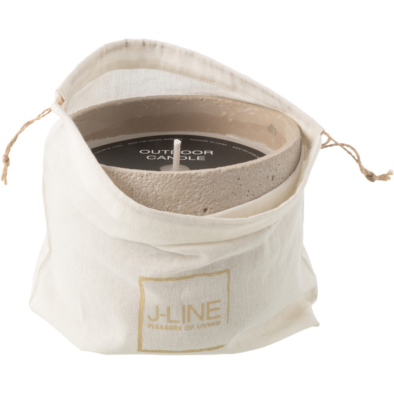 Grande Bougie d'extérieur ethnique chic 47 H Ciment Beige Cire Nayara 