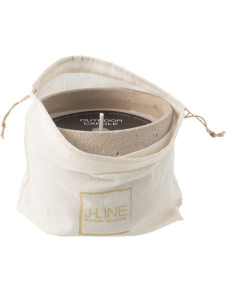 Grande Bougie d'extérieur ethnique chic 47 H Ciment Beige Cire Nayara 