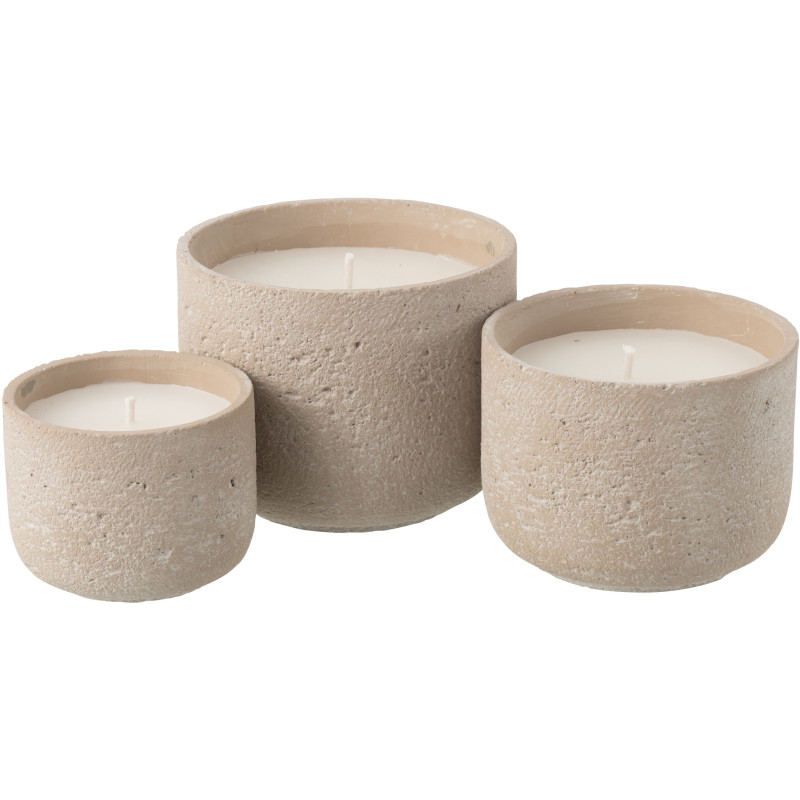 Grande Bougie d'extérieur ethnique chic 47 H Ciment Beige Cire Nayara 