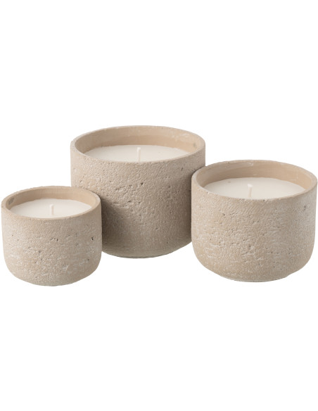 Grande Bougie d'extérieur ethnique chic 47 H Ciment Beige Cire Nayara 