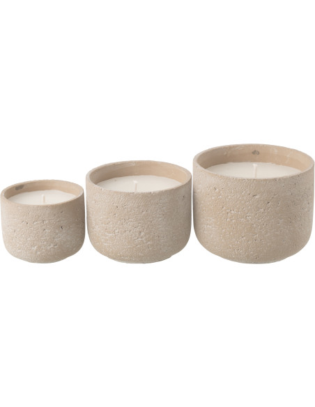 Grande Bougie d'extérieur ethnique chic 47 H Ciment Beige Cire Nayara 