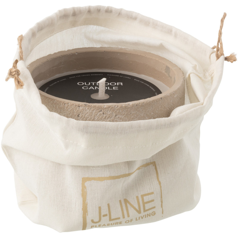 Bougie d'extérieur ethnique chic 16 H Ciment Beige Cire Nayara 