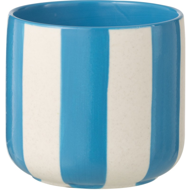 Cache-pot riviera italienne Rond D 13 cm Céramique Bleu Blanc Motif lignes Allegra 
