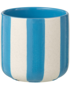 Cache-pot riviera italienne Rond D 11 cm Céramique Bleu Blanc Motif lignes Allegra 