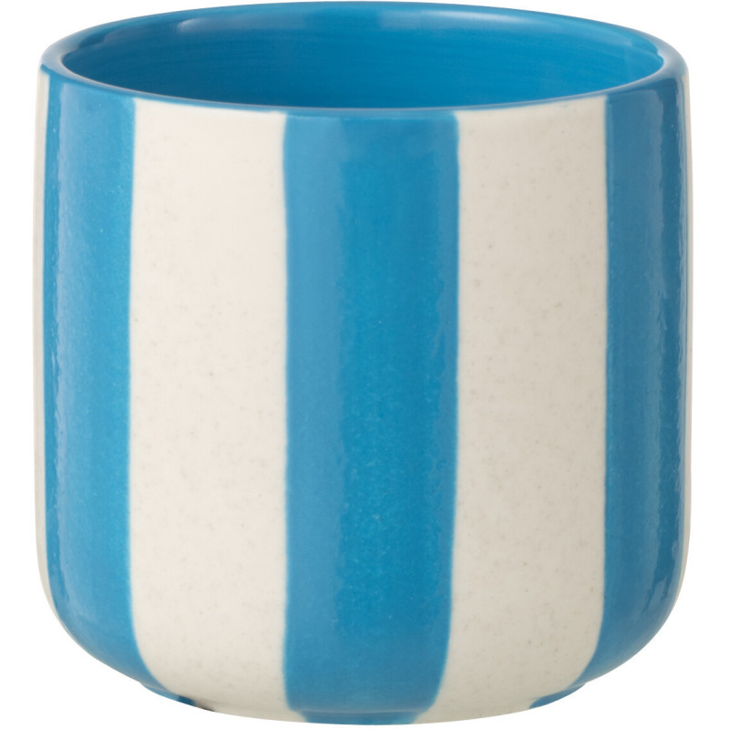 Cache-pot riviera italienne Rond D 11 cm Céramique Bleu Blanc Motif lignes Allegra 
