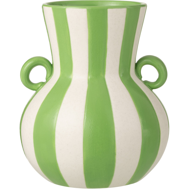 Vase riviera italienne 2 anses Amphore H 25 cm Céramique Vert Blanc Motif lignes Allegra 