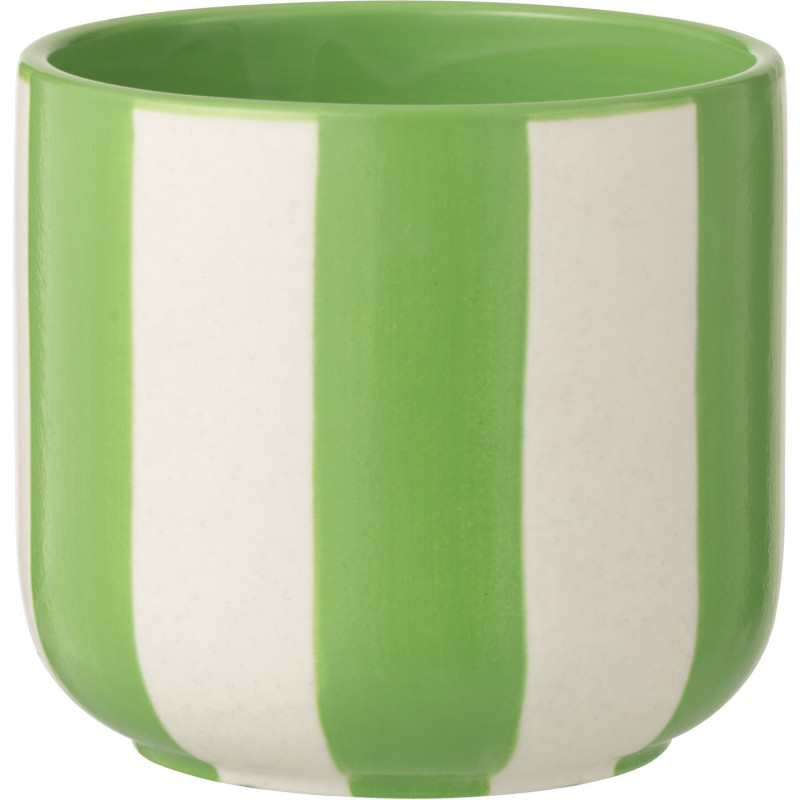 Grand Cache-pot riviera italienne Rond D 15 cm Céramique Vert Blanc Motif lignes Allegra 