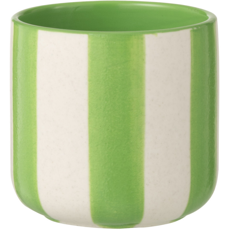 Cache-pot riviera italienne Rond D 11 cm Céramique Vert Blanc Motif lignes Allegra 