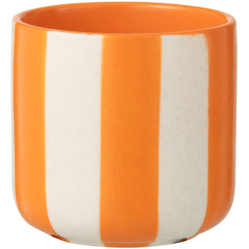 Cache-pot riviera italienne Rond D 11 cm Céramique Orange Blanc Motif lignes Allegra 
