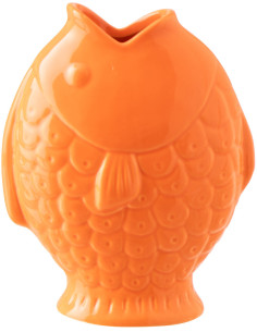 Vase design original Poisson H 22 cm Grès Orange Laguna 