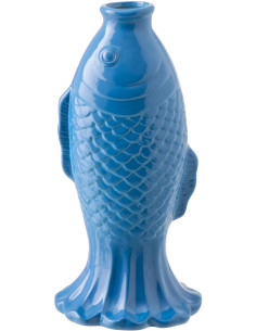 Vase design original Poisson H 28 cm Grès Bleu Laguna 