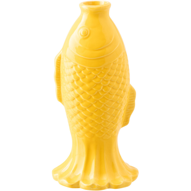 Vase design original Poisson H 28 cm Grès Jaune Laguna 