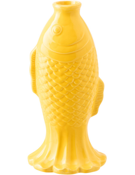 Vase design original Poisson H 28 cm Grès Jaune Laguna 