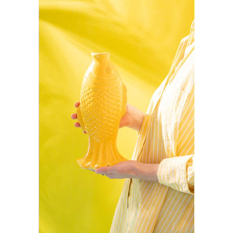 Vase design original Poisson H 28 cm Grès Jaune Laguna 