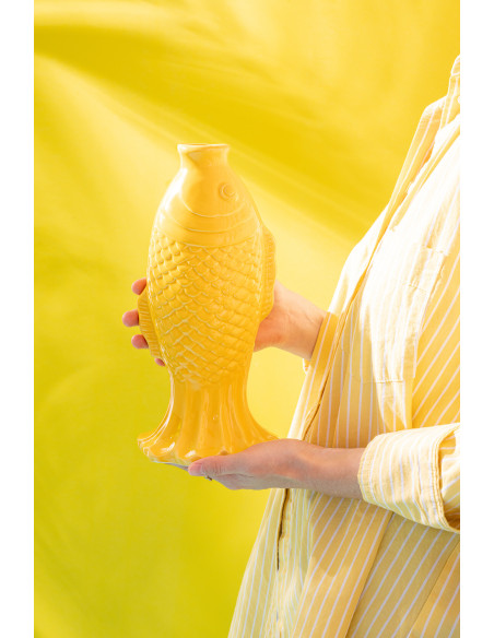 Vase design original Poisson H 28 cm Grès Jaune Laguna 