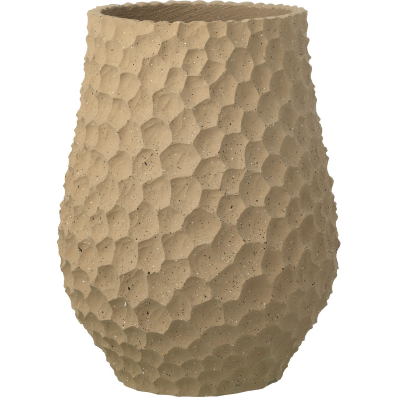 Grand Cache-pot extérieur design Haut D 36 cm Sable Ciment Taupe Stonia 