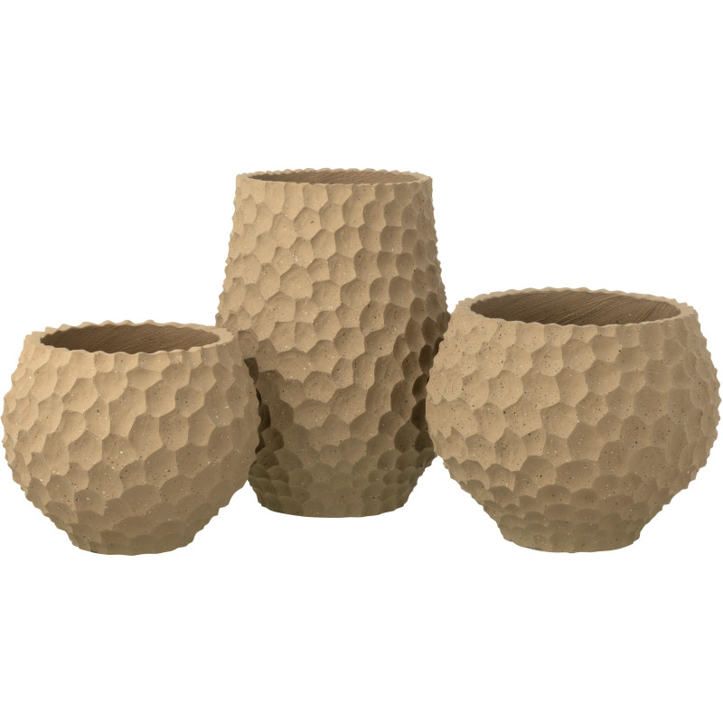 Grand Cache-pot extérieur design Haut D 36 cm Sable Ciment Taupe Stonia 