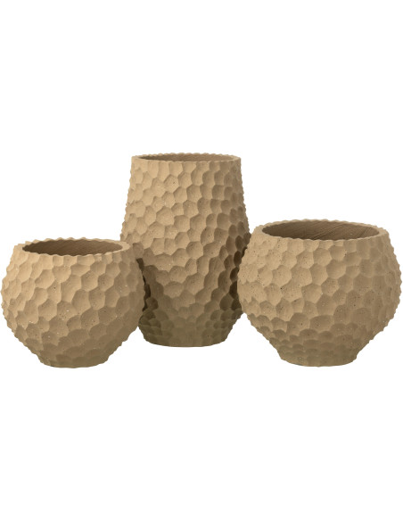 Grand Cache-pot extérieur design Haut D 36 cm Sable Ciment Taupe Stonia 