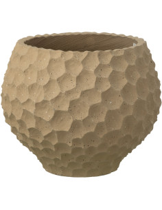 Grand Cache-pot extérieur design Rond D 39 cm Sable Ciment Taupe Stonia 