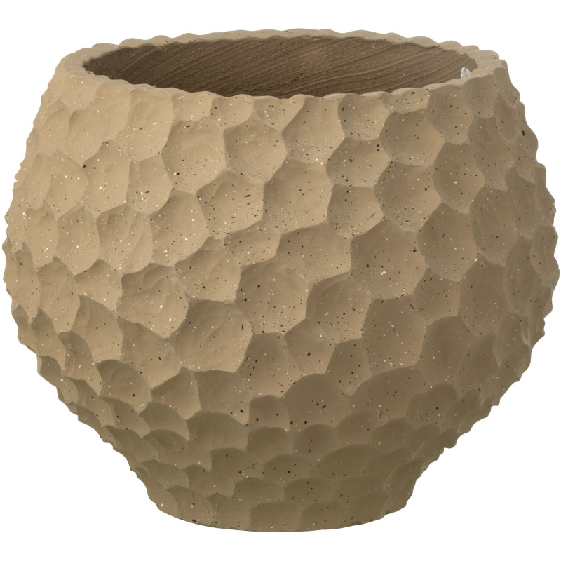 Grand Cache-pot extérieur design Rond D 39 cm Sable Ciment Taupe Stonia 